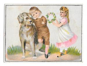 Victorian Trade Card T T Haydock Carriage Co Buggies Albany NY Girl Boy Dog