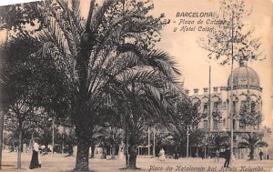 Placo da Katalonujo kaj Hotel Kolumbo Barcelona Spain Unused 