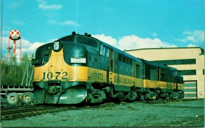 Alaska Railroad Freight Train Engine 1072 Alco RS1 UNP Chrome Postcard 1970s 