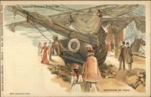 1900 Universelle Expo Paris Aquarium Shipwreck Ship Wreck Motif Postcard EXC