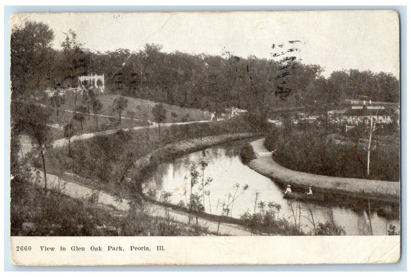 1908 View Glen Oak Park Exterior View River Peoria Illinois IL Vintage Postcard