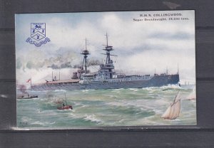 GREAT BRITAIN, HMS  COLLINGWOOD , c1910 painting ppc., unused.