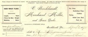 1895 BURKHARDT WISCONSIN C. BURKHARDT GRAIN DEALER BILLHEAD INVOICE Z646