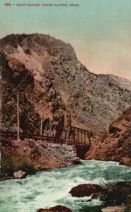 Vintage Postcard First Bridge Rocky Mountain Ogden Canyon Utah Edward H. Mitchel