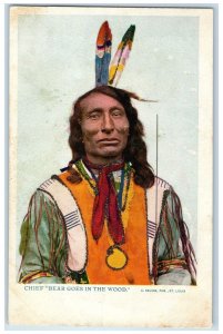 c1905's Chief Bear Goes In The Wood Handcolored Scene Unposted Vintage Postcard