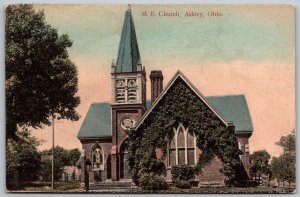 Ashley Ohio 1910 Postcard M.E. Church