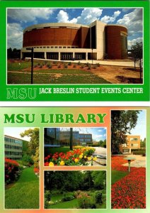 2~4X6 Postcards MI, East Lansing MICHIGAN STATE UNIVERISTY Events Center~Library