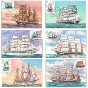 Russia sailing vessels ships navigation set of 6 maxi cards 1980