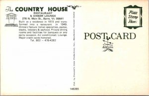 Postcard RESTAURANT SCENE Barre Vermont VT AL6681