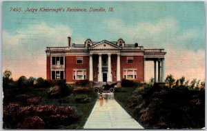 1912 Judge Kimbrough’s Residence Danville Illinois IL Landscapes Posted Postcard