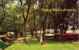 WV West Virginia FALLING WATER CAMPSITE~Dale Leatherman CAMPING/TRAILER Postcard