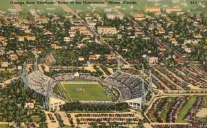 Vintage Postcard Orange Bowl Stadium Home of Hurricanes Miami Florida FL