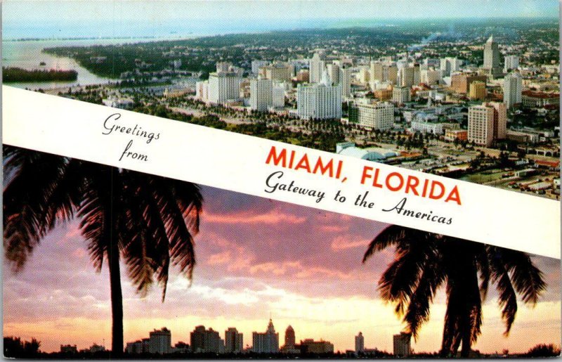 Greetings From Miami Florida Split View