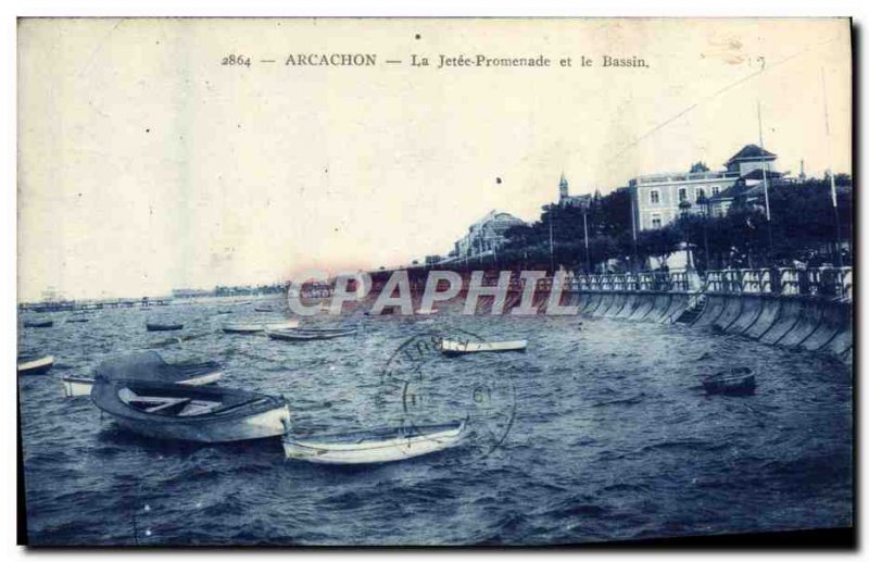 Old Postcard Arcachon The pier walk and pelvis