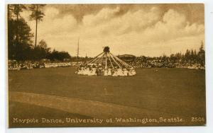 Maypole Dance University of Washington Seattle WA 1910c sepia postcard