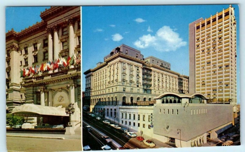 3 Postcards SAN FRANCISCO, CA ~ FAIRMONT HOTEL Crown Room & Lobby c1950s-60s 