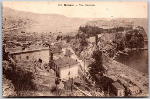 Monaco Vue Generale City View Buildings & Mountain Antique Postcard