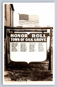 J90/ Juneau Wisconsin RPPC Postcard c40-50s Oak Grove Honor Roll WWII 500