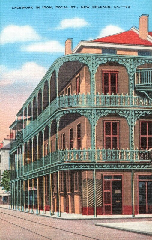 Postcard Lacework in Iron Royal Street New Orleans Louisiana 