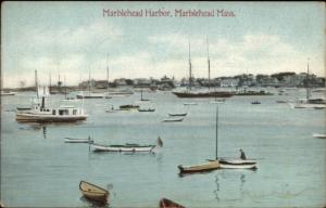 Marblehead Harbor MA Boats c1910 Postcard