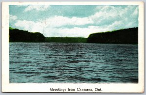 Postcard c1946 Greetings From Caesarea Ontario Split Ring Durham Region
