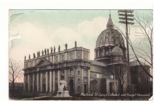 St James Cathedral, Bourget Monument, Montreal, Antique 1910 Gelatin Postcard #1