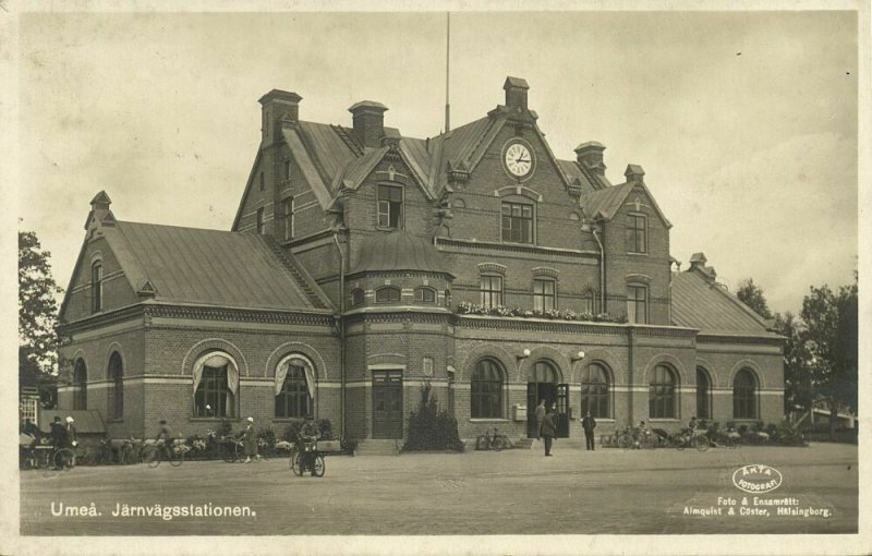 sweden, UMEÅ, Järnvägsstationen, Railway Station (1937) RPPC Postcard