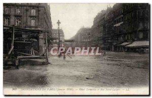 Paris - 15 - Floods of Paris 1910 - Hotel Terminus and Rue Saint Lazare - Old...