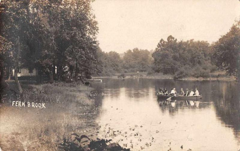 Fernbrook New York Girls in Row Boat Real Photo Antique Postcard J75707