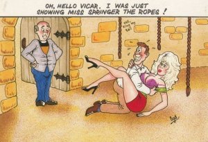 Vicar & Lady Making Love in Bellringing Bellringer Room Comic Humour Postcard