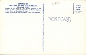 Vtg Cleveland Ohio OH Statue of General Moses Cleveland 1950s Postcard