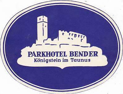 GERMANY KOENIGSTEIN PARKHOTEL BENDER VINATGE LUGGAGE LABEL