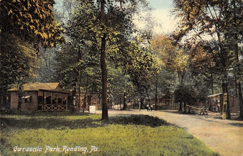 Reading Pennsylvania~Carsonia Park~Open Air Pavilion~Teeter Totter~1910 Postcard 