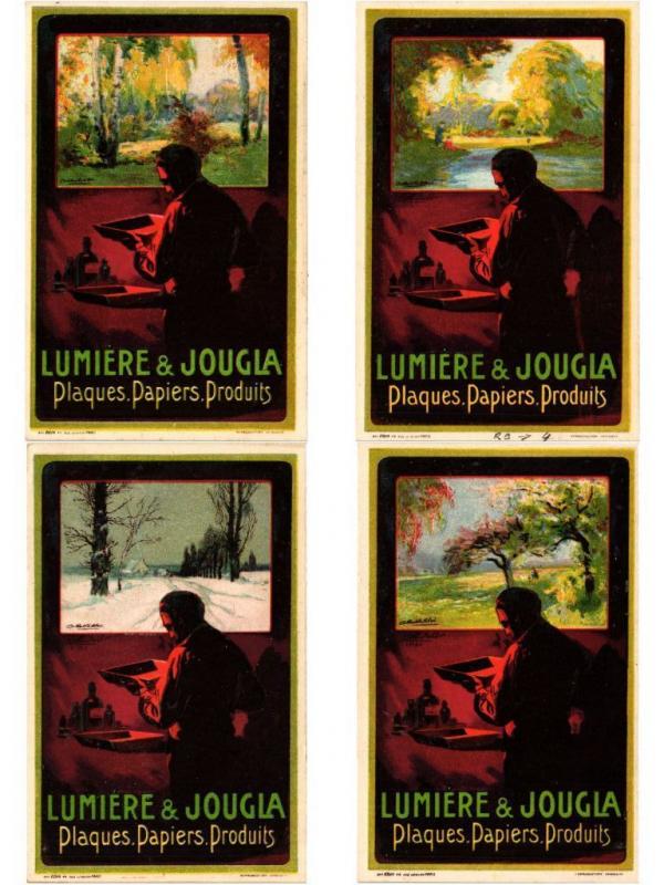  PUBLICITÉS ADVERTISING LUMIERE & JOUGLA PLAQUES PAPIERS 4 CPA