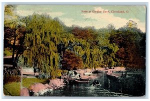 1912 Scene Gordan Park Canoe Boat River Lake Cleveland Ohio OH Vintage Postcard 