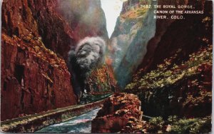 The Royal Gorge Canon Of The Arkansas River Colorado Vintage Postcard C086