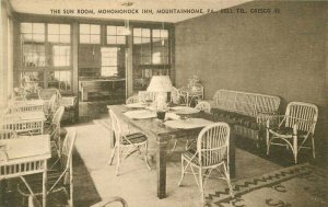 Monomonock Inn Sun Room Mountainhome Pennsylvania Wyckoff 1920s Postcard 7974