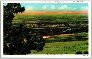 View from Scott's Bluff City in Distance Scottsbluff Nebraska NB Posted Postcard