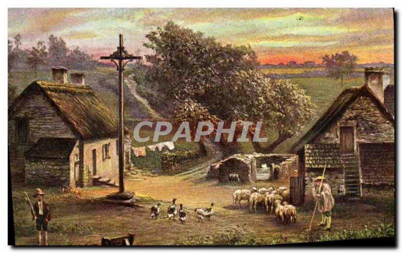 Old Postcard Fantasy Landscape France Sheep