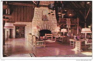 ILLINOIS, 1940-1960's; Great Hall and Fireplace, Pere Marquette Hotel-Lodge