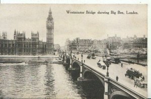 London Postcard - Westminster Bridge - Showing Big Ben - Ref 14372A