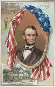 1909, Abraham Lincoln Patriotic Postcard, Used (35988)