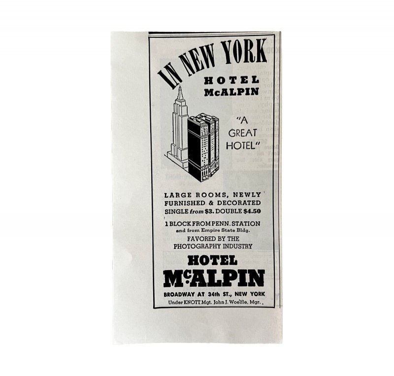 Hotel McAlpin New York City 1939 Advertisement Broadway NYC DWKK11