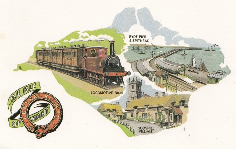 The Isle Of Wigan Central Railway Train To Spithead Godshill Postcard