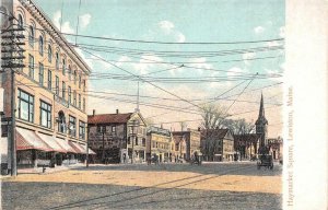 LEWISTON, ME Maine  HAYMARKET SQUARE & Street Scene  STORES c1910's Postcard