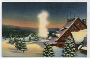 Old Faithful Inn Geyser Winter Scene Yellowstone National Park Wyoming postcard