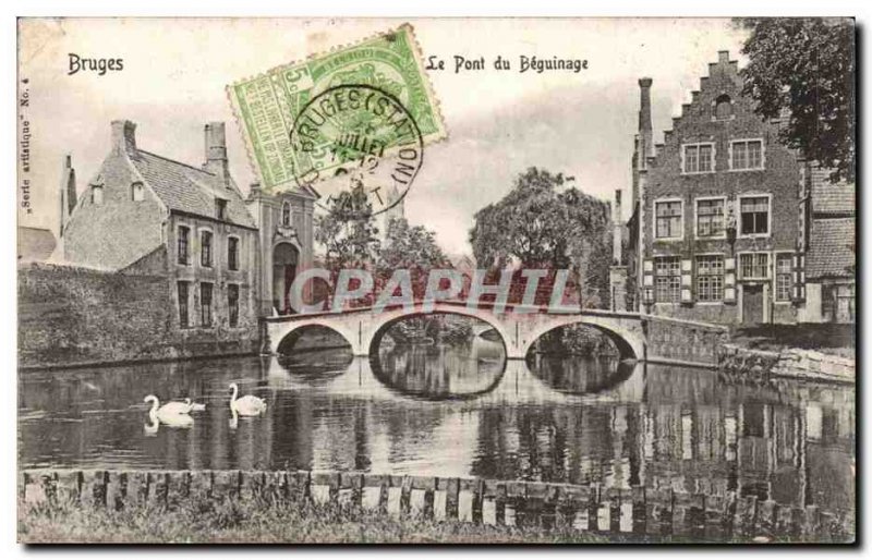 Old Postcard Bruges Bridge Beguinage