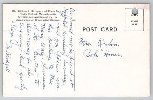 North Oxford Massachusetts Clara Barton Old Kitchen Interior View Postcard C28