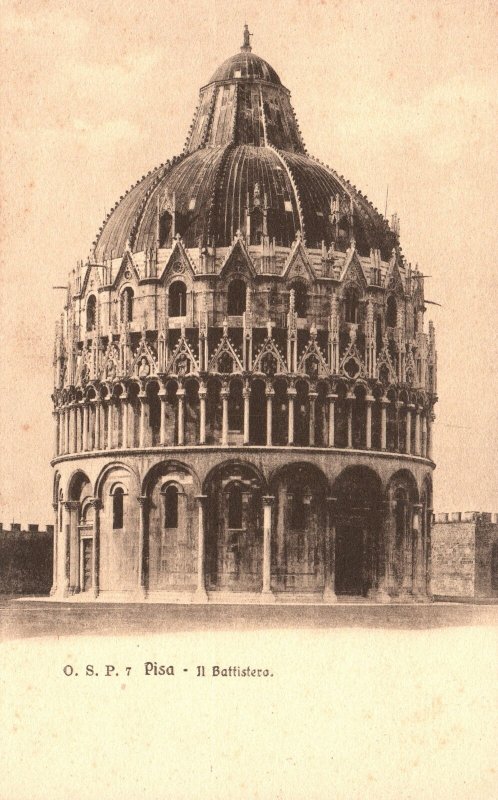 Vintage Postcard Il Battistero Catholic ecclesiastical Building Pisa Italy