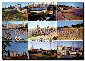 Postcard Modern Ile De Re harbor fleet panties beach whale church